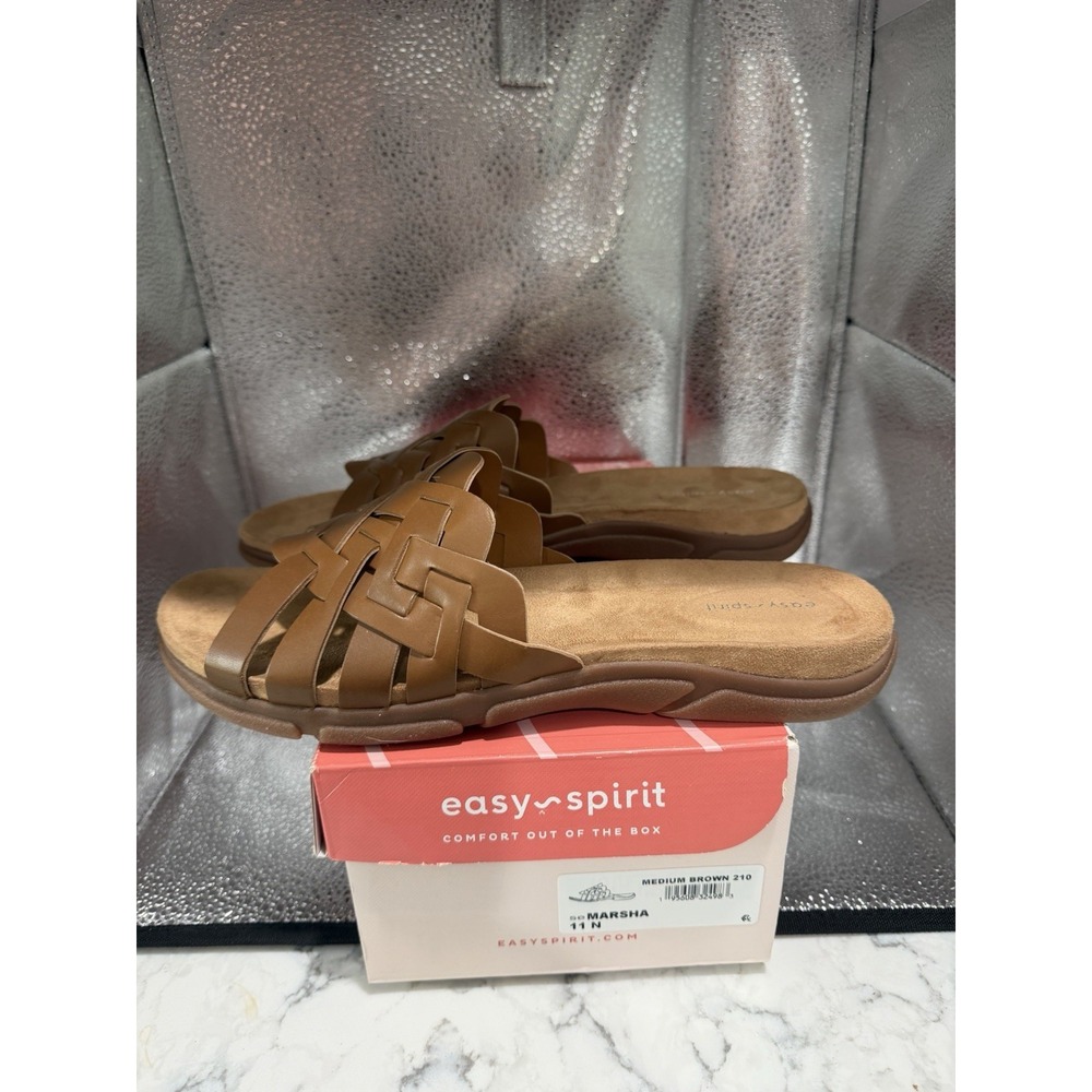 BRAND NEW Easy Spirit Medium Brown MARSHA Leather Sandals Women's Size 11 N A